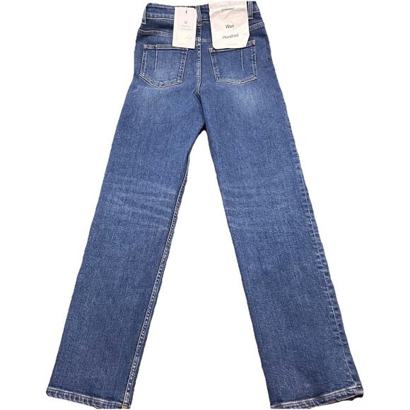 Won Hundred Lounge Blue 4 Jeans Light Wash Straight Leg Made in Italy 27x32 New - Picture 4 of 12